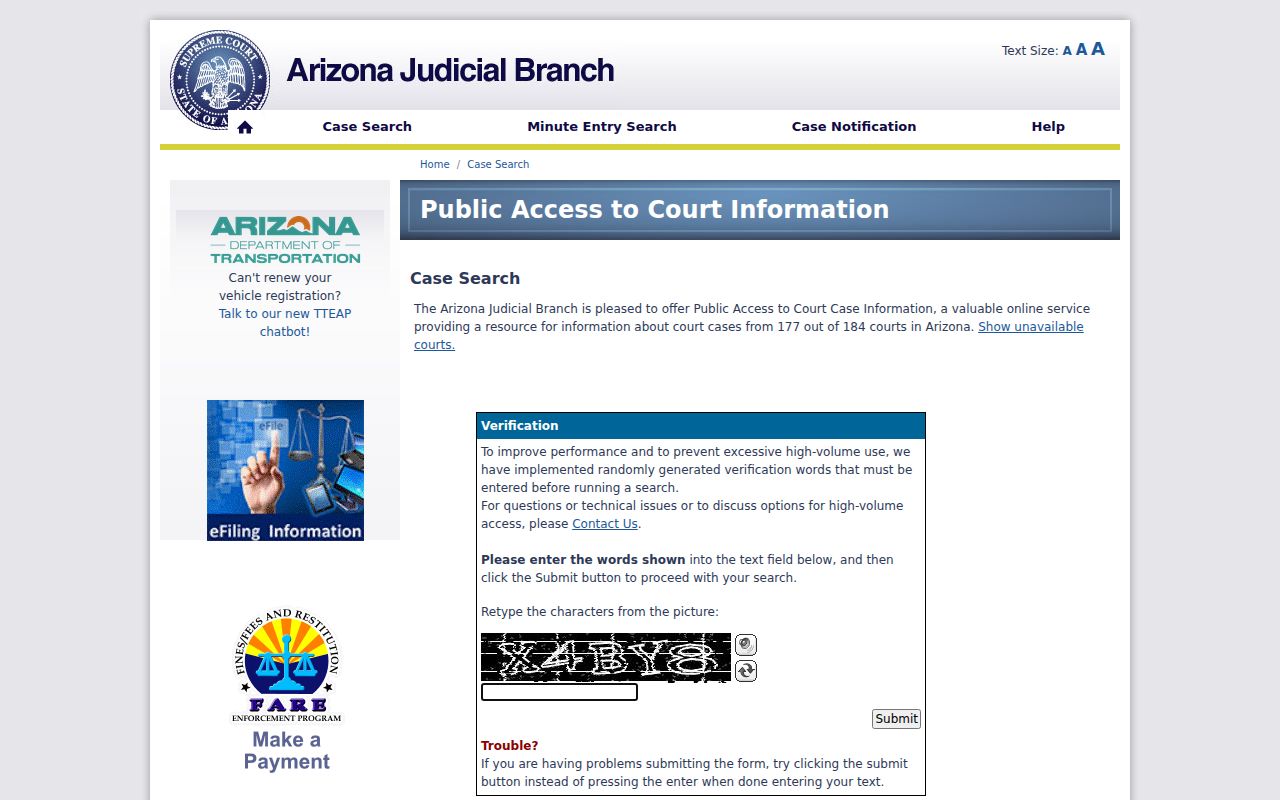 Tempe residents directory Arizona public court case lookup