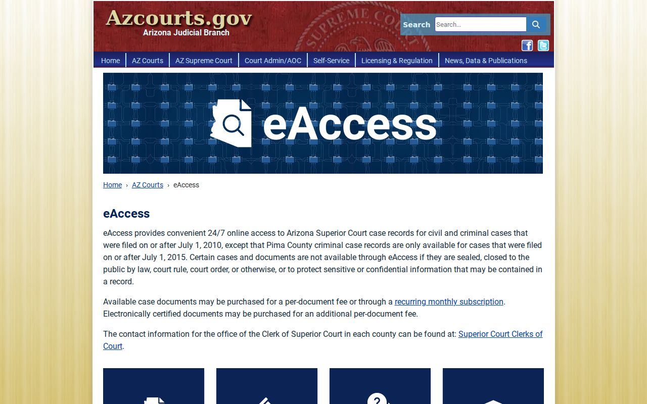 Tempe resident lookup through Arizona eAccess court documents